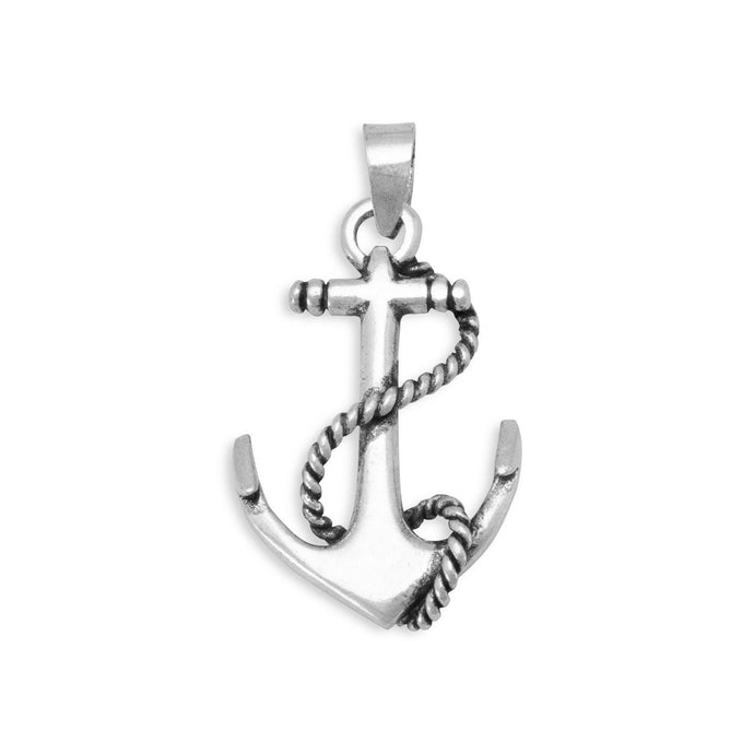 Oxidized Sterling Silver Anchor Pendant - SoMag2