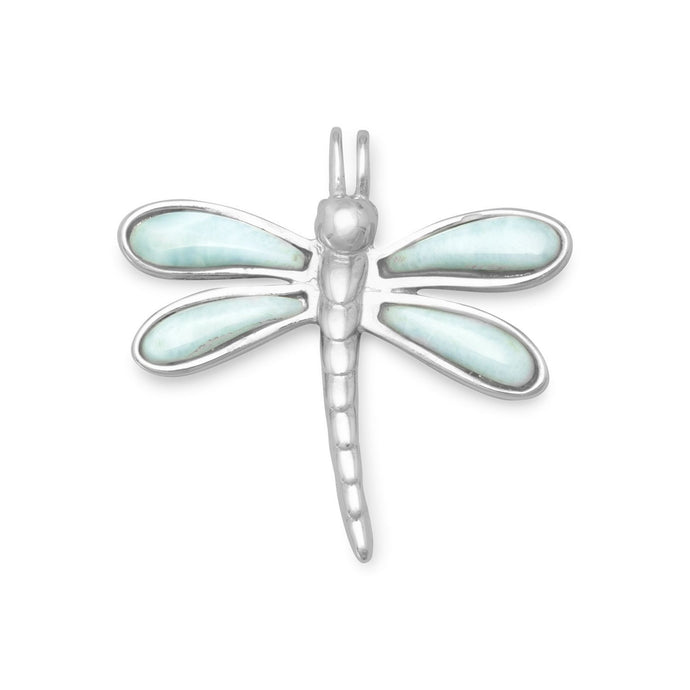 Rhodium Plated Larimar Dragonfly Slide - SoMag2