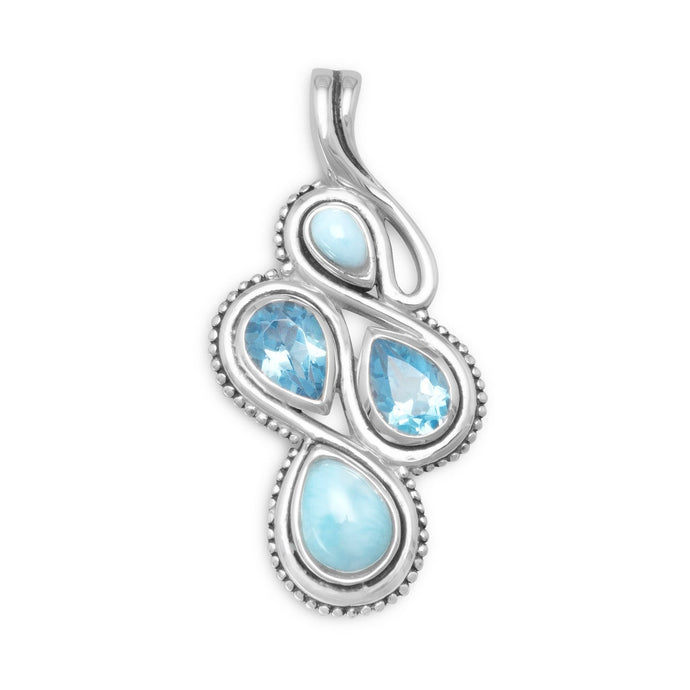 Oxidized Larimar and Blue Topaz Slide - SoMag2