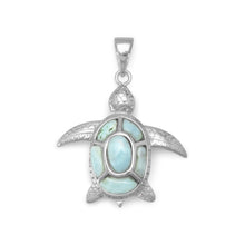 Load image into Gallery viewer, Sterling Silver Larimar Turtle Pendant - SoMag2