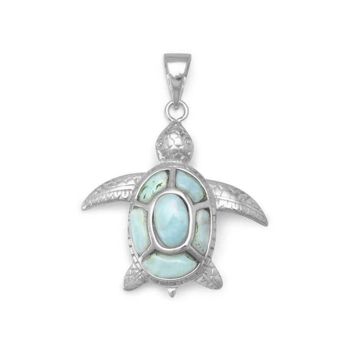 Sterling Silver Larimar Turtle Pendant - SoMag2