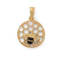 Load image into Gallery viewer, Gold Plated Honeycomb with Bee Pendant - SoMag2