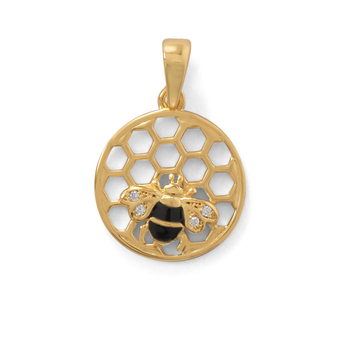 Gold Plated Honeycomb with Bee Pendant - SoMag2