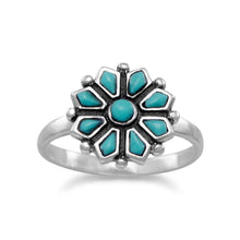 Load image into Gallery viewer, Reconstituted Turquoise Flower Ring - SoMag2