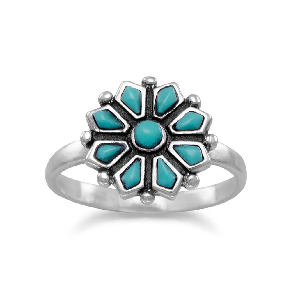 Reconstituted Turquoise Flower Ring - SoMag2