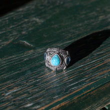 Load image into Gallery viewer, Blue Topaz and Reconstituted Turquoise Ring - SoMag2