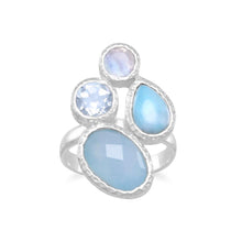 Load image into Gallery viewer, Chalcedony, Larimar, Topaz and Moonstone Cluster Ring - SoMag2