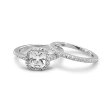 Load image into Gallery viewer, Cubic Zirconia CZ Sterling Silver Bridal Wedding Two Ring Set - SoMag2