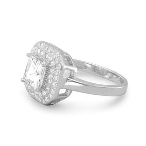 Rhodium Plated Ring with Square CZ - SoMag2