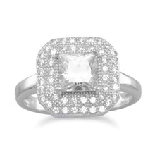 Load image into Gallery viewer, Rhodium Plated Ring with Square CZ - SoMag2