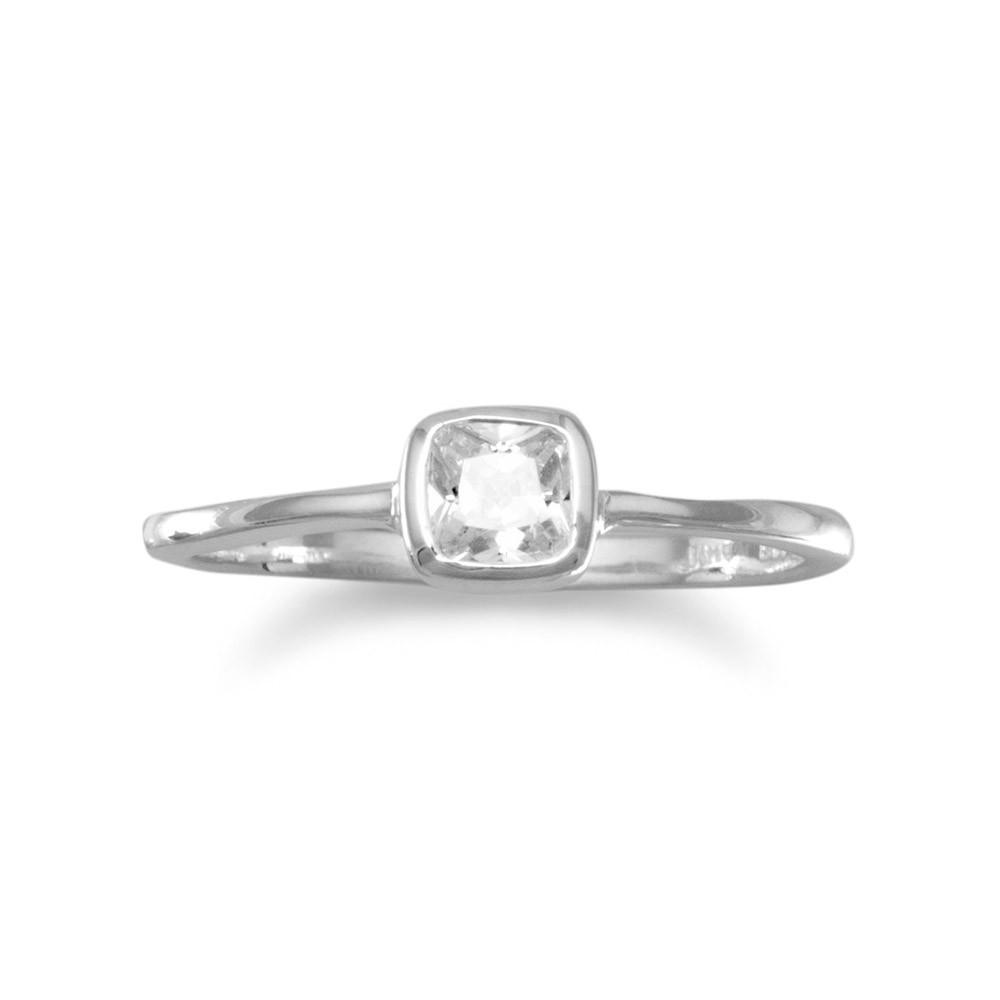 Silver Square Clear CZ Ring - SoMag2