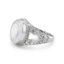 Load image into Gallery viewer, Oxidized Ornate Rainbow Moonstone Ring - SoMag2