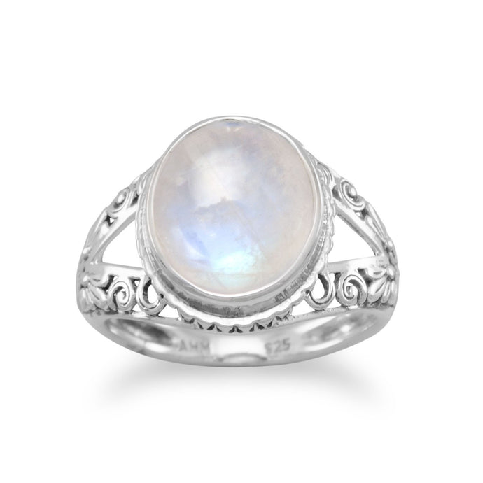 Oxidized Ornate Rainbow Moonstone Ring - SoMag2