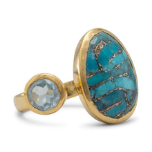 Load image into Gallery viewer, Ring with Blue Topaz and Turquoise - SoMag2