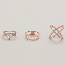 Load image into Gallery viewer, Rose Gold Plated Criss Cross X Ring with Signity CZs - SoMag2