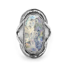 Load image into Gallery viewer, Oxidized Oval Roman Glass Ring - SoMag2