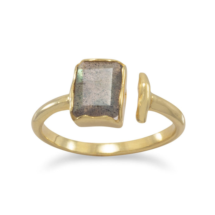 Gold Plated Rectangular Labradorite Ring - SoMag2