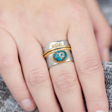 Load image into Gallery viewer, Two Tone Stabilized Turquoise Ring - SoMag2