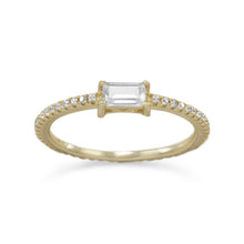 Load image into Gallery viewer, Gold Plated Sterling Silver Rectangle CZ Ring - SoMag2
