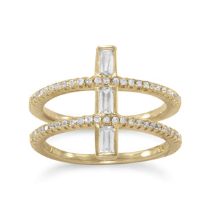 Gold Plated CZ Double Cross Ring - SoMag2
