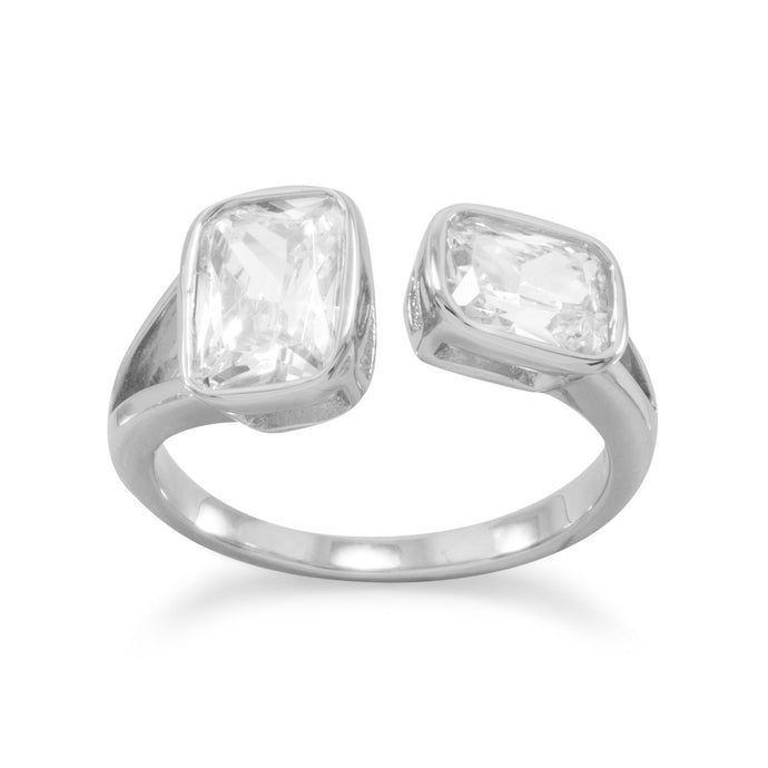 Rhodium Plated CZ Split Design Ring - SoMag2