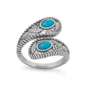 Rhodium Plated Turquoise Wrap Ring - SoMag2