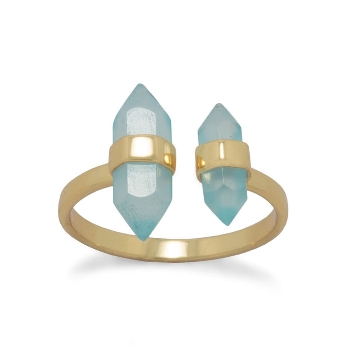 Spike Pencil Cut Aqua Chalcedony Split Ring - SoMag2