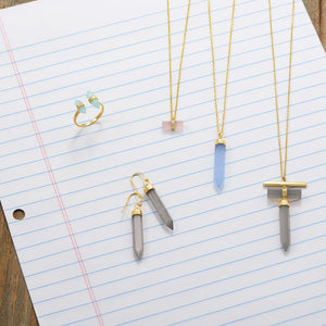 Spike Pencil Cut Gray Moonstone Earrings - SoMag2
