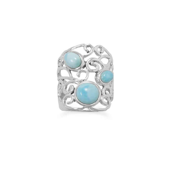 Polished Ornate Larimar Ring - SoMag2