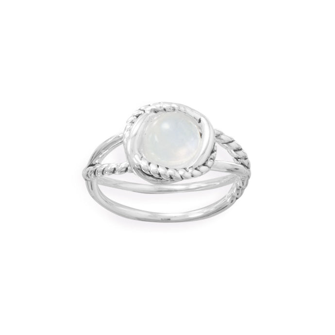 Criss Cross Band Rainbow Moonstone Ring - SoMag2