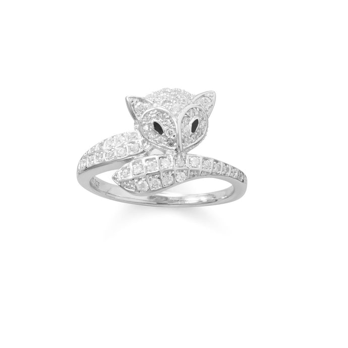 Rhodium Plated Cute Fox CZ Ring - SoMag2