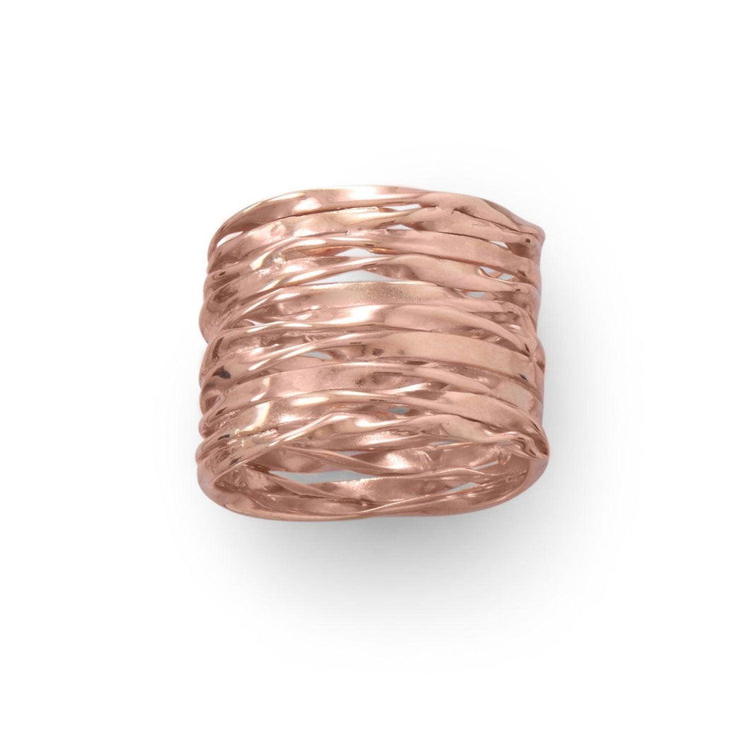 Rose Gold Wide Textured Ring - SoMag2