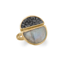 Load image into Gallery viewer, Gold Plated Labradorite and Diamond Chips Ring - SoMag2