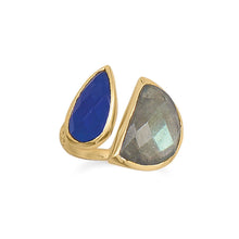 Load image into Gallery viewer, Gold Plated Labradorite and Blue Jade Ring - SoMag2