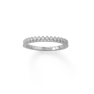 Rhodium Plated CZ Thin Crown Design Ring - SoMag2