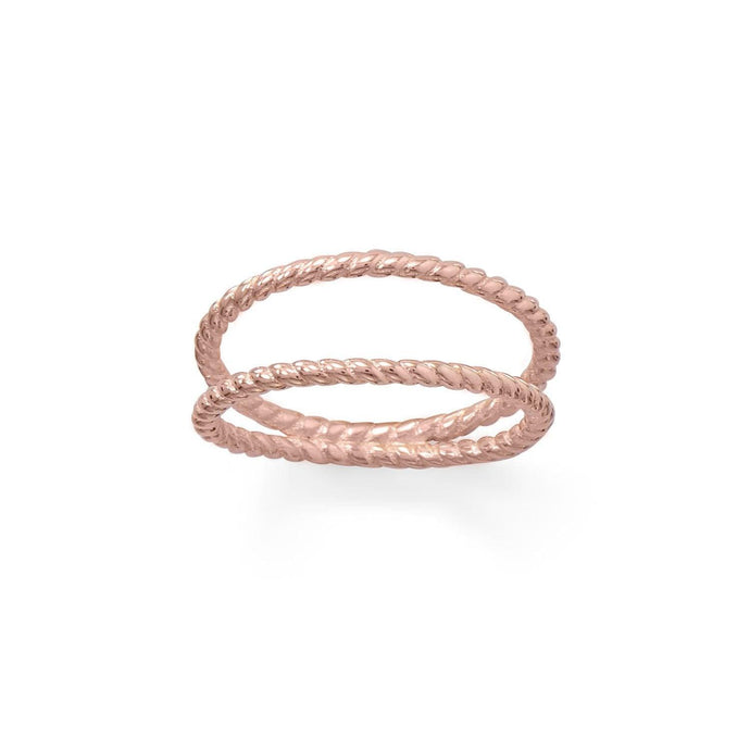 Rose Gold Plated Twist Double Band Ring - SoMag2