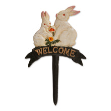 Load image into Gallery viewer, Welcome Bunnies Painted Cast Iron Sign