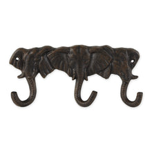 Load image into Gallery viewer, Cast Iron Elephant Wall Hook Set