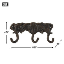 Load image into Gallery viewer, Cast Iron Elephant Wall Hook Set