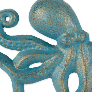 Sea Green Metal Octopus Wall Hook Set