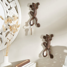 Load image into Gallery viewer, Brown Cast Iron Lizard Wall Hook Set