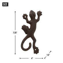 Load image into Gallery viewer, Brown Cast Iron Lizard Wall Hook Set