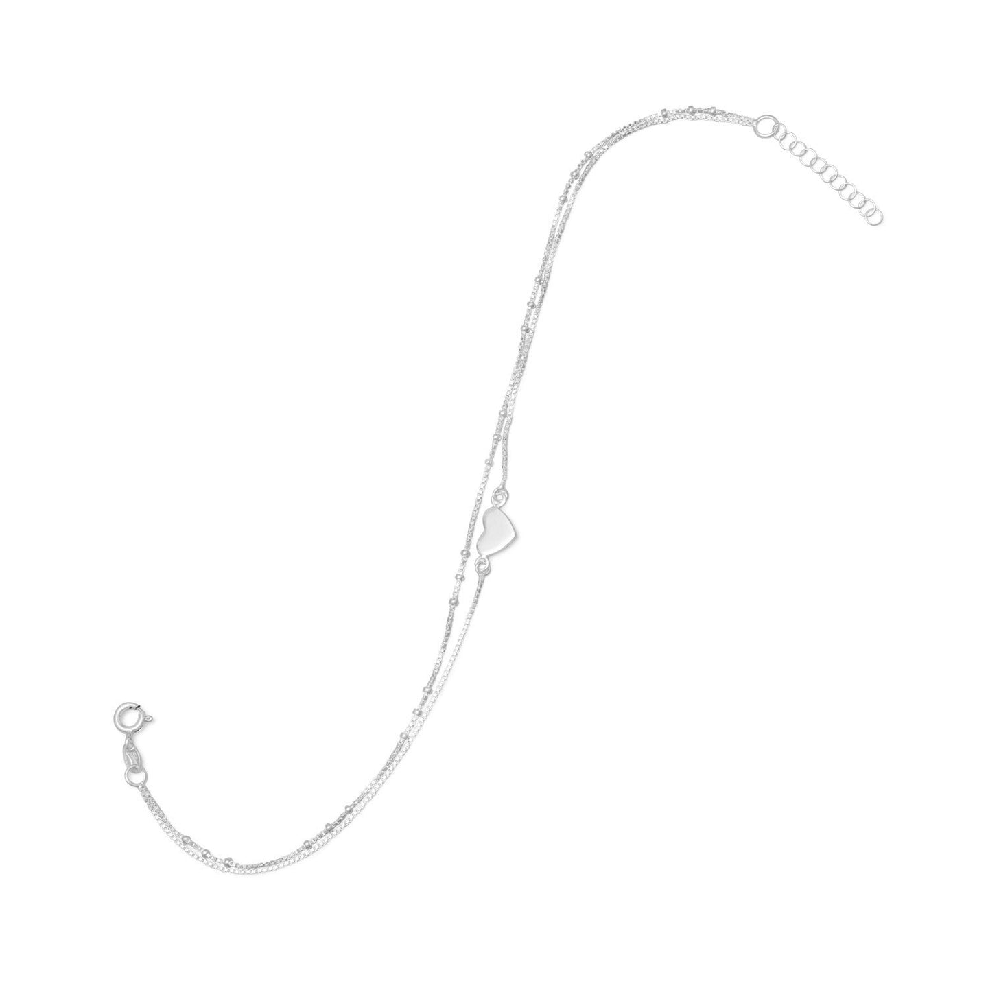 Sterling Silver Double Strand Heart Anklet - SoMag2