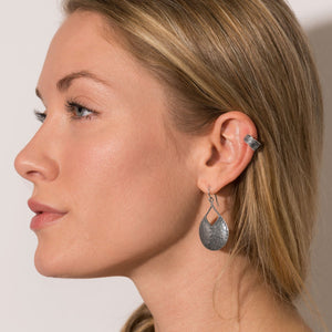 Oxidized Hammered Pear Shape Earrings - SoMag2