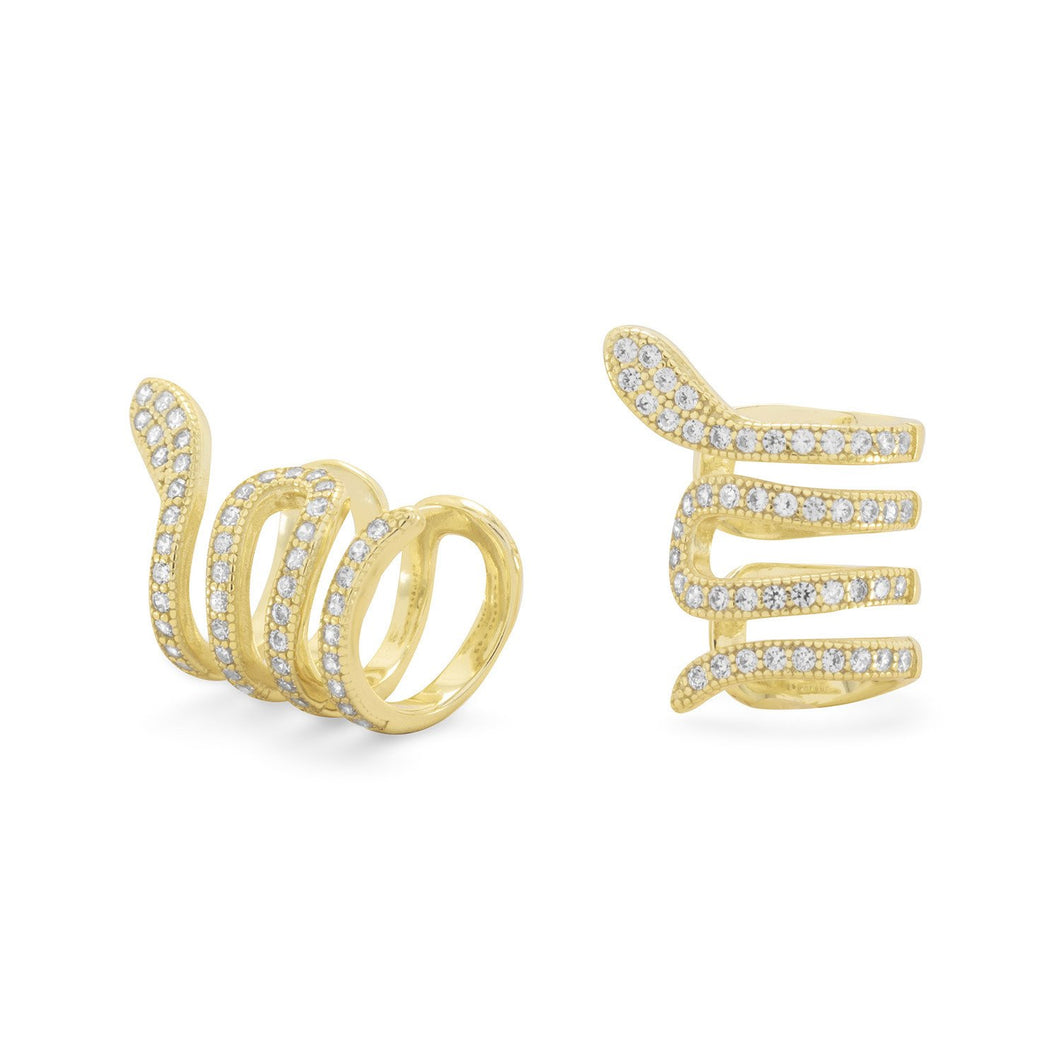 Gold Plated Snake Ear Cuffs with Signity CZs - SoMag2