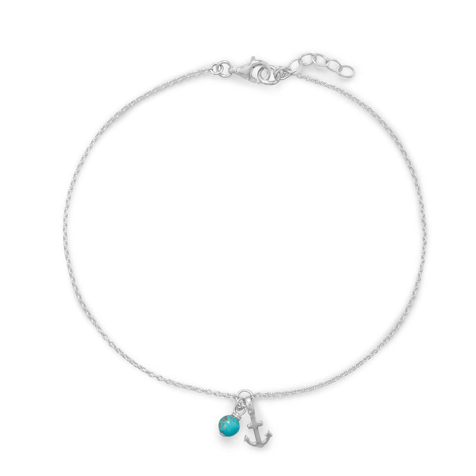 Turquoise and Sterling Silver Anklet - The Southern Magnolia Too
