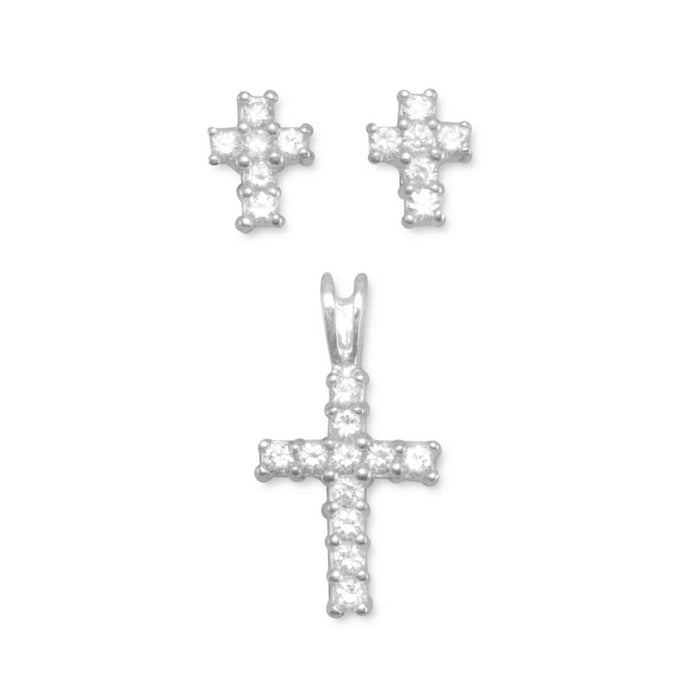 CZ Cross Earrings/Pendant Set - SoMag2