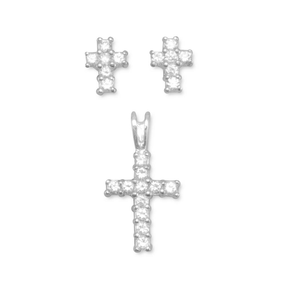 CZ Cross Earrings/Pendant Set - SoMag2
