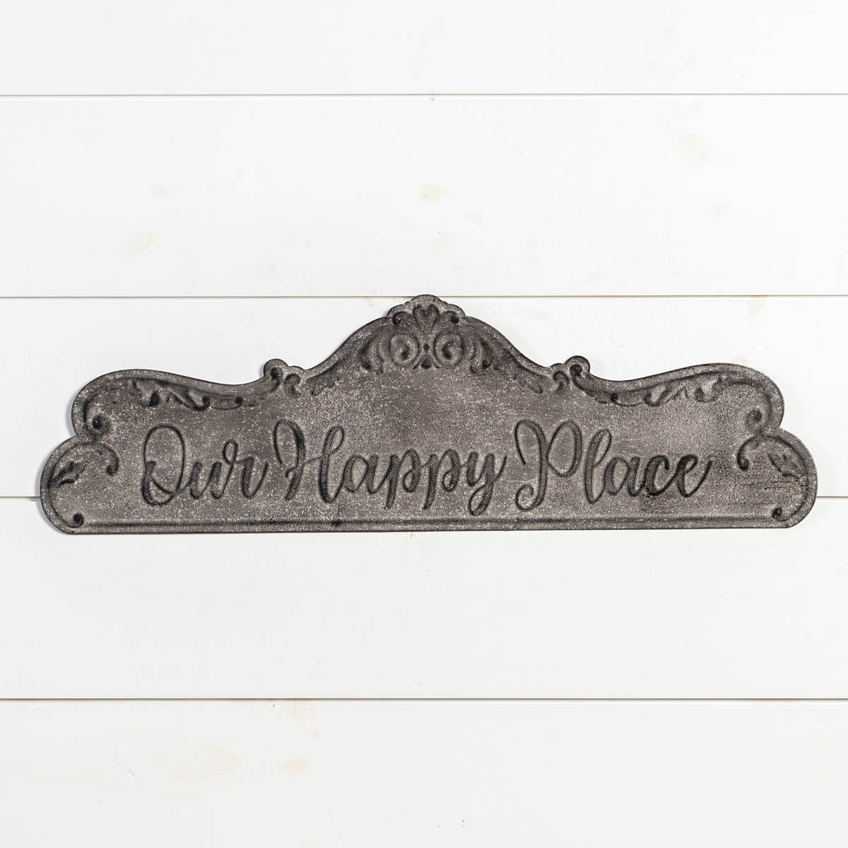 Gray Metal Our Happy Place Metal Wall Sign - SoMag2