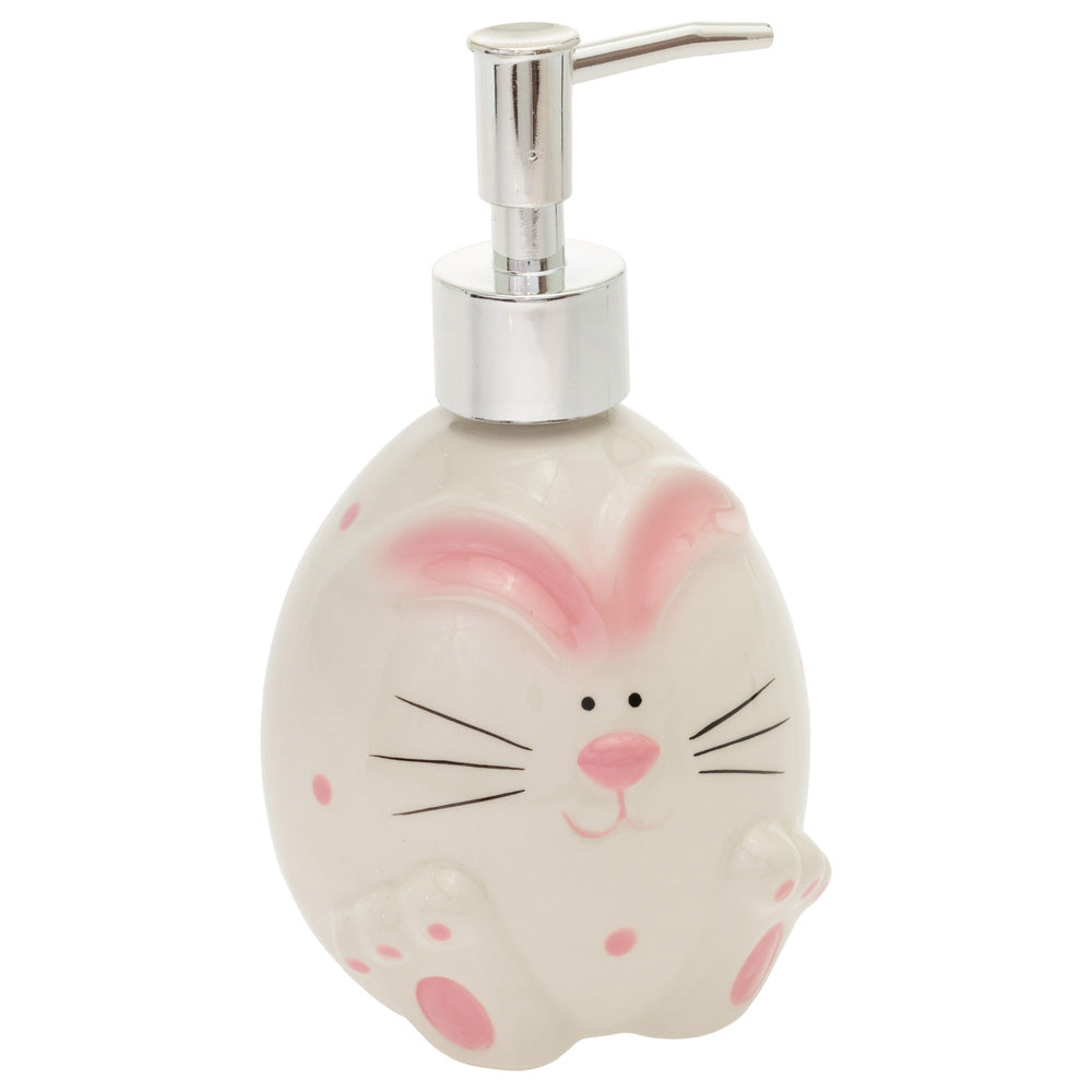 White and Pink Bunny Soap or Lotion Dispenser Pump